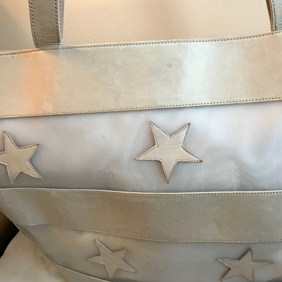 Escada Leather Stars & Stripes Tote Bag White - Picture 5 of 10